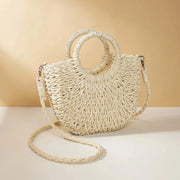 Sac bandoulière bohème en paille tressée