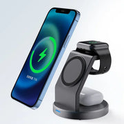 Station de charge sans fil 3-en-1 avec réveil LED