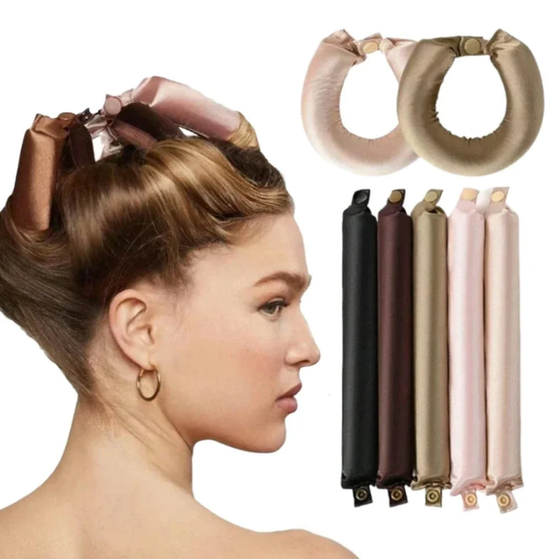 Bigoudis souples sans chaleur en satin – 3Pcs Champagne