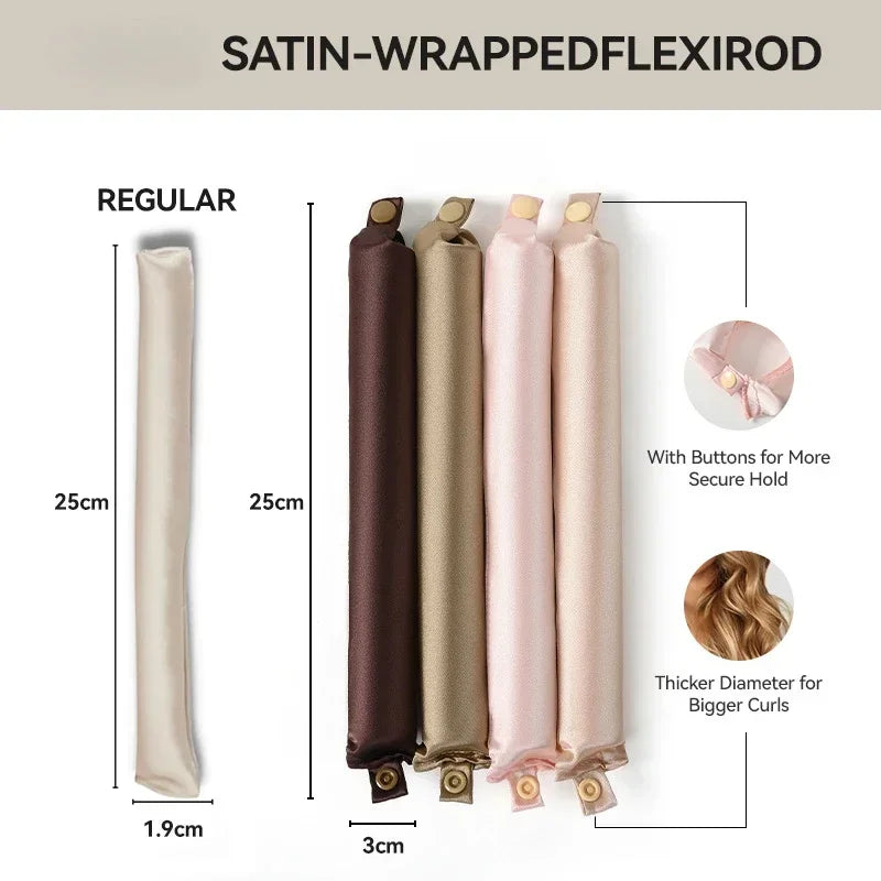 Bigoudis souples sans chaleur en satin – 2Pcs Champagne