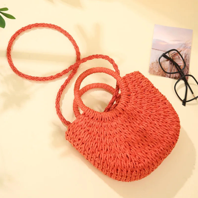 Sac bandoulière bohème en paille tressée