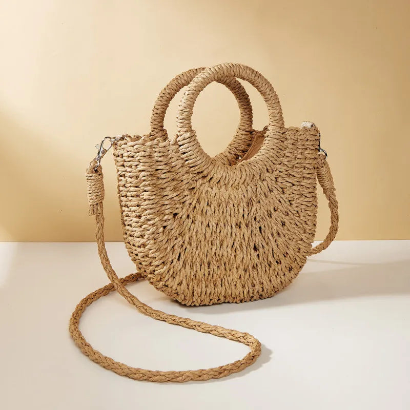 Sac bandoulière bohème en paille tressée
