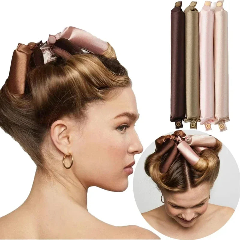 Bigoudis souples sans chaleur en satin – 3Pcs Golden