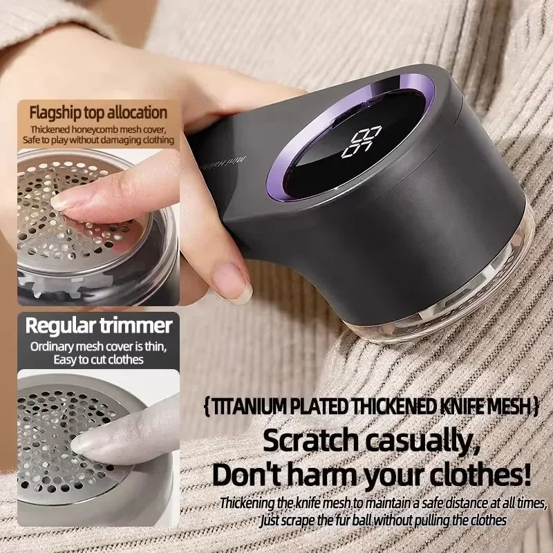 Rasoir anti-peluches rechargeable avec écran LED