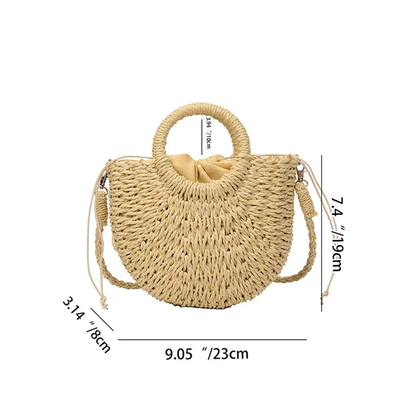 Sac bandoulière bohème en paille tressée