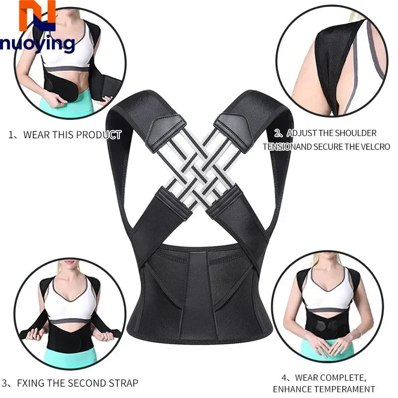 Détail du tissu et des sangles du correcteur de posture