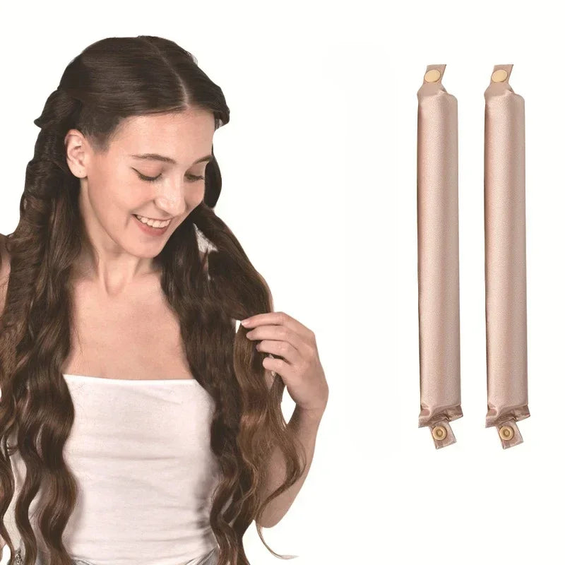 Bigoudis souples sans chaleur en satin – 4Pcs Golden