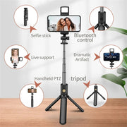 Trépied selfie Bluetooth extensible avec télécommande – Black