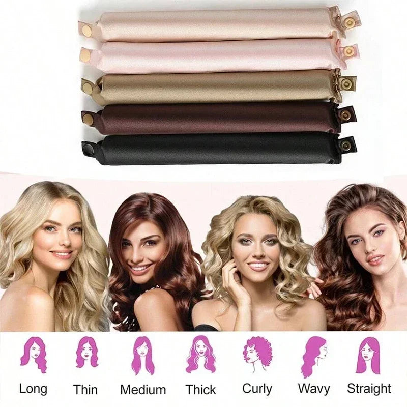Bigoudis souples sans chaleur en satin – 3Pcs Light pink
