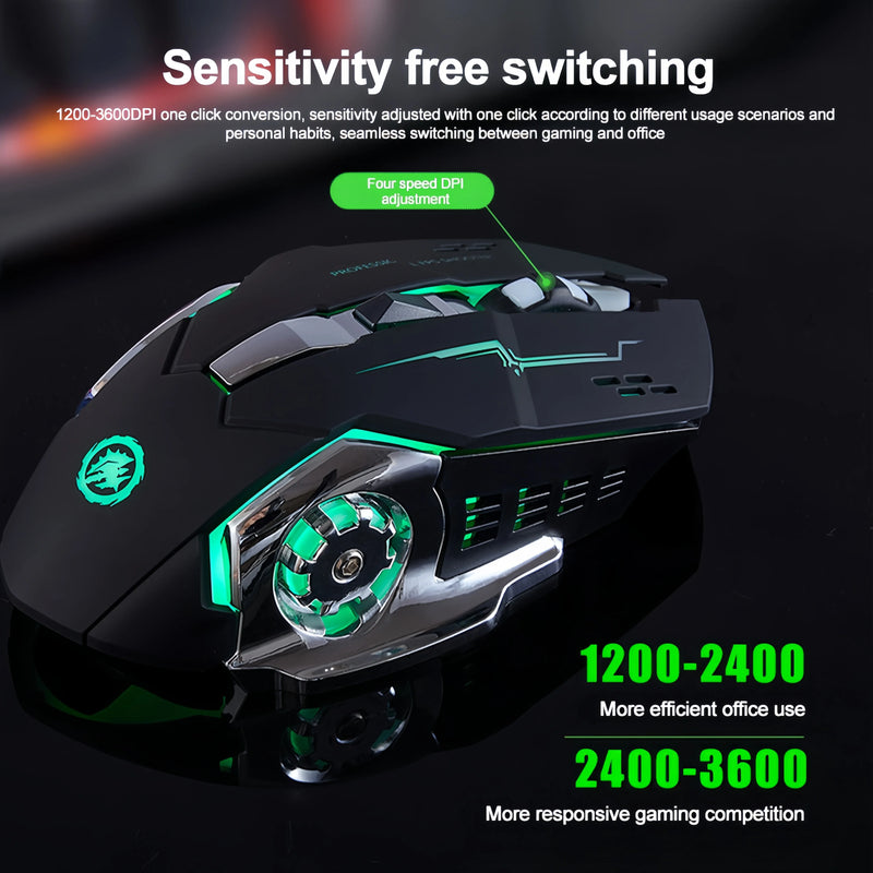 Souris gaming sans fil RGB rechargeable