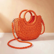 Sac bandoulière bohème en paille tressée
