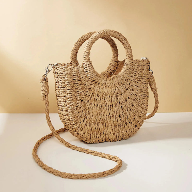 Sac bandoulière bohème en paille tressée