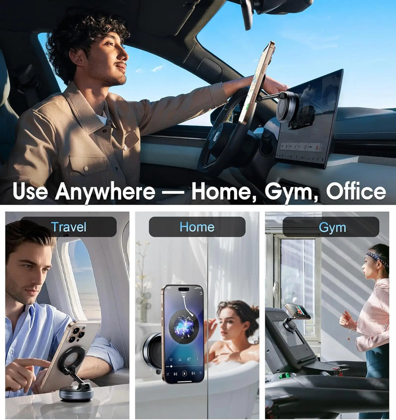 Support téléphone magnétique 360° à fixation sous vide